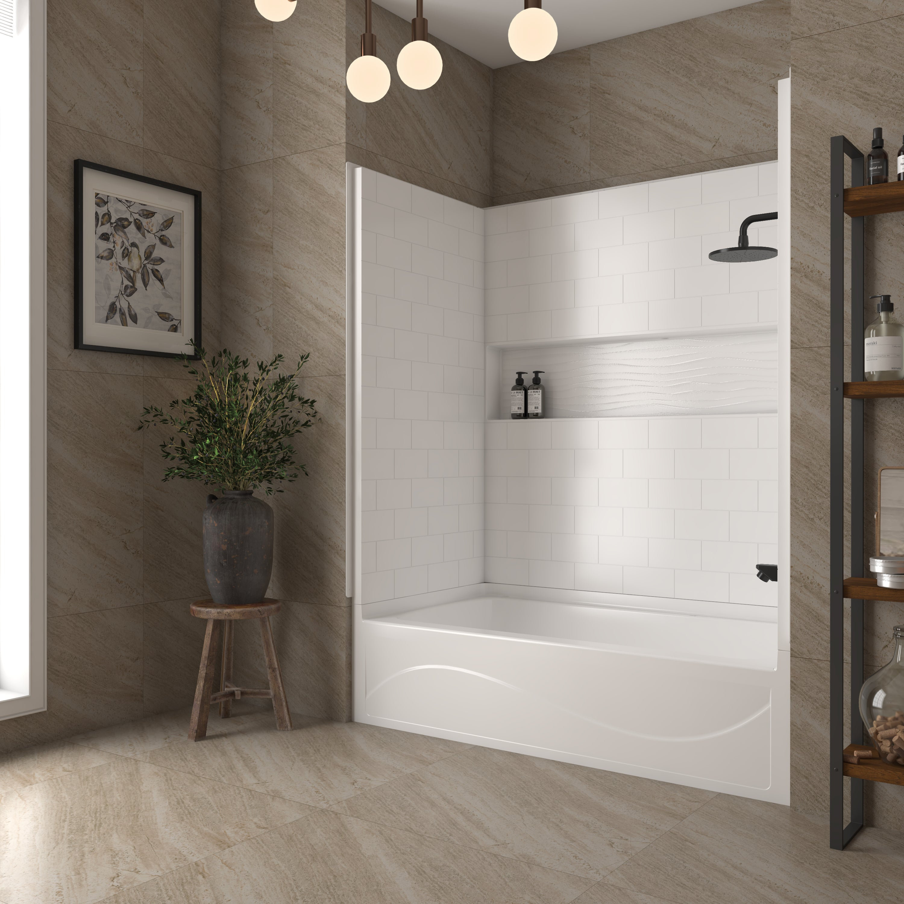 Vanity Art 60" x 32" 4-Piece Direct-to-Stud Alcove Tub Surround With
